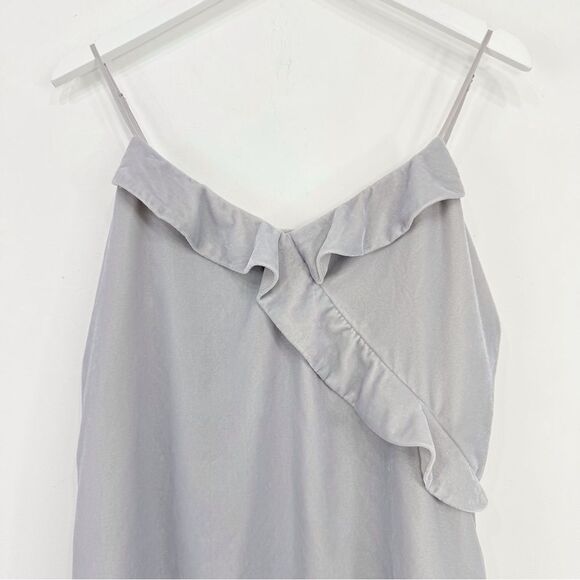 J. Crew Coral Gray Velvety Ruffle Tank Blouse - Picture 4 of 16